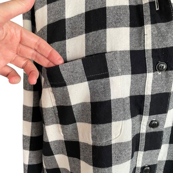 J. Crew Black & White Buffalo Check Flannel Shirt - Picture 3 of 9